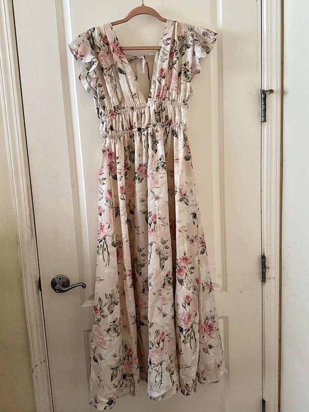 Floral Maxi Dress in Pink & Cream Like New